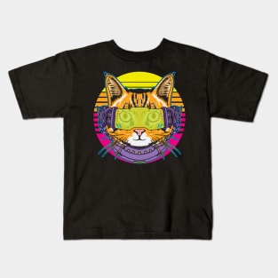 cat cyberpunk futuristic Kids T-Shirt